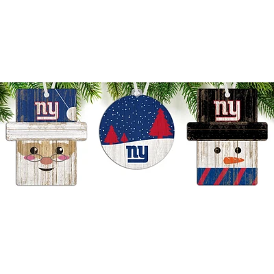 New York Giants 3-Pack Ornament Set