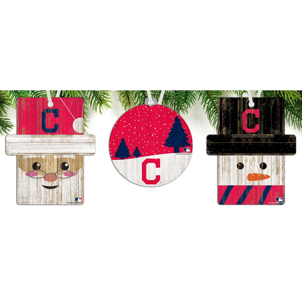 Cleveland Guardians 3-Pack Ornament Set