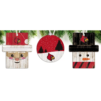 Louisville Cardinals 3-Pack Ornament Set