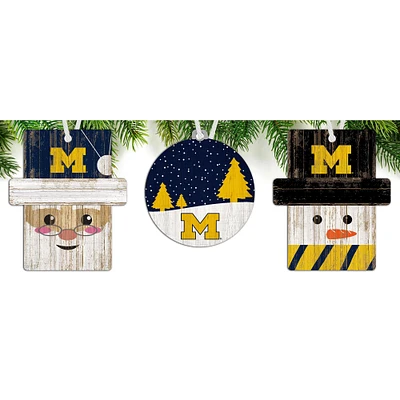 Michigan Wolverines 3-Pack Ornament Set