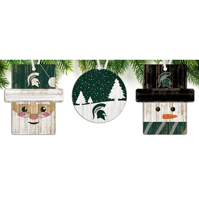 Michigan State Spartans 3-Pack Ornament Set