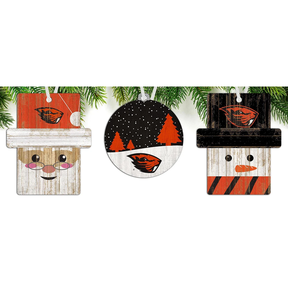 Oregon State Beavers 3-Pack Ornament Set