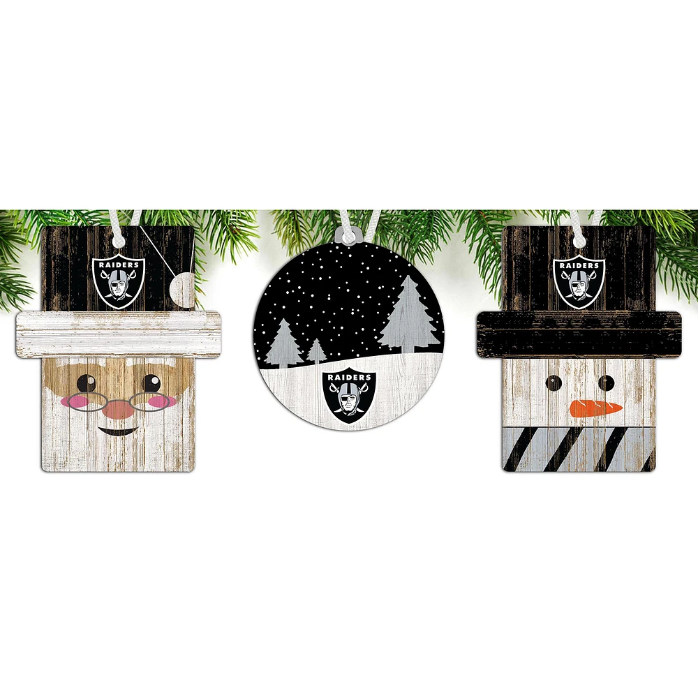 Las Vegas Raiders 3-Pack Ornament Set