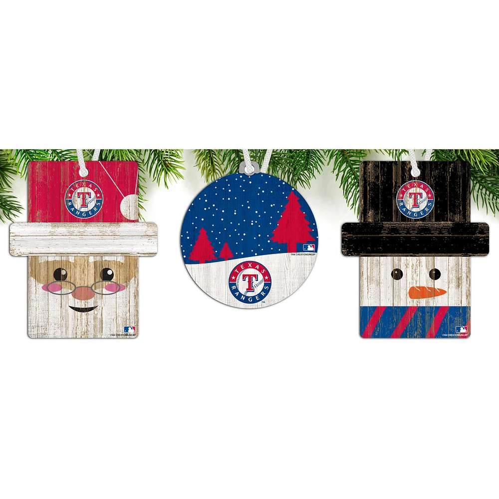 Texas Rangers 3-Pack Ornament Set