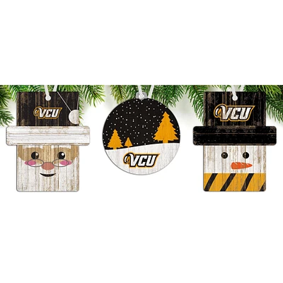 VCU Rams 3-Pack Ornament Set