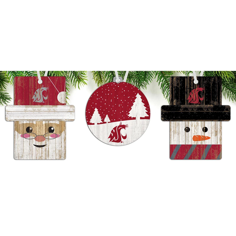 Washington State Cougars 3-Pack Ornament Set