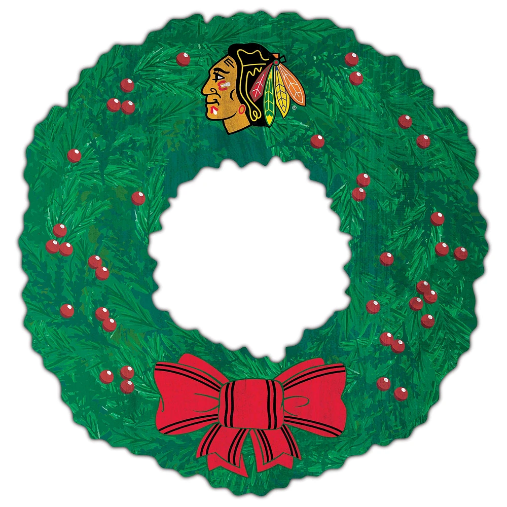 Chicago Blackhawks 16'' Team Wreath Sign