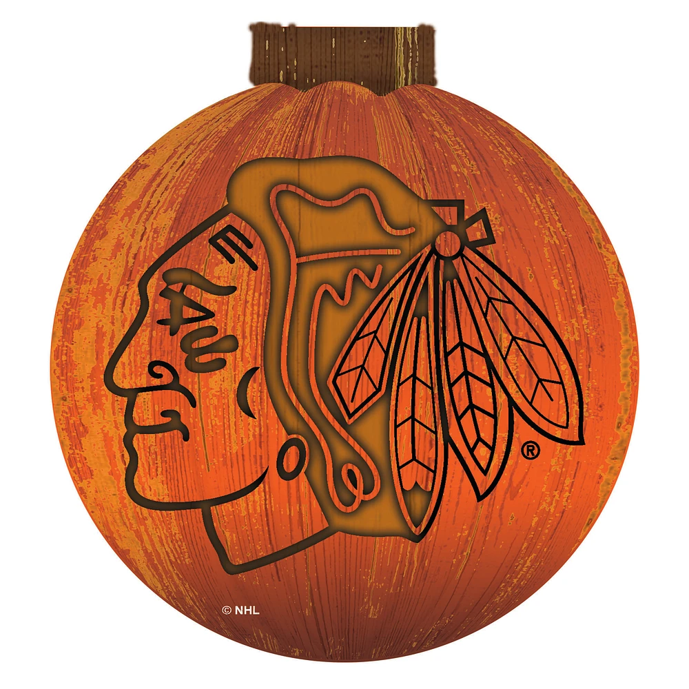 Chicago Blackhawks 12'' Pumpkin Sign
