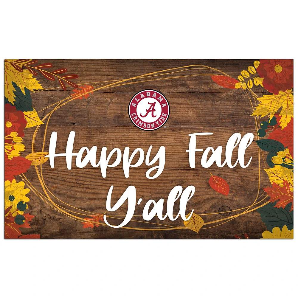 Alabama Crimson Tide 11'' x 19'' Happy Fall Y'all Sign