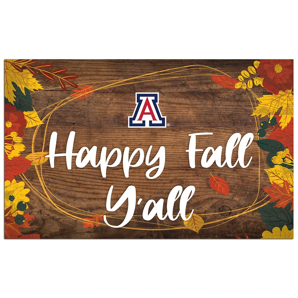 Arizona Wildcats 11'' x 19'' Happy Fall Y'all Sign