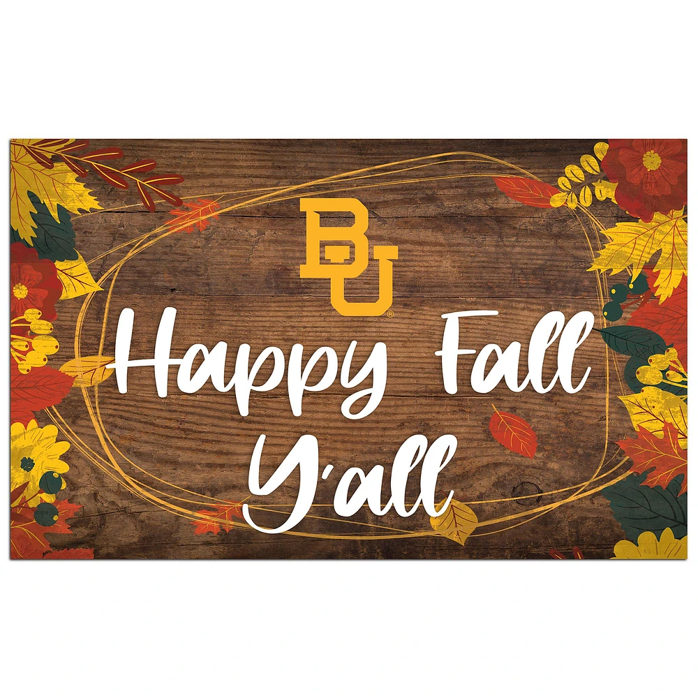 Baylor Bears 11'' x 19'' Happy Fall Y'all Sign