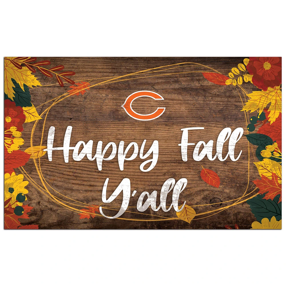 Chicago Bears 11'' x 19'' Happy Fall Y'all Sign