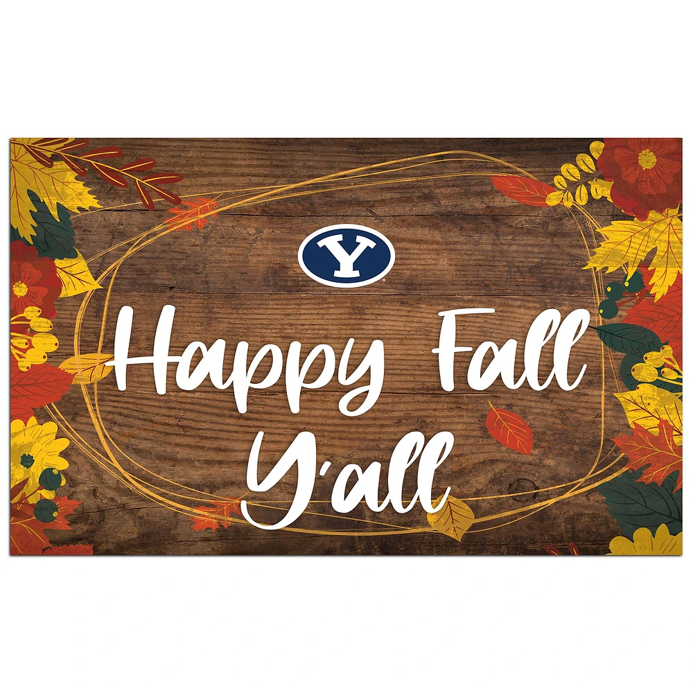 BYU Cougars 11'' x 19'' Happy Fall Y'all Sign