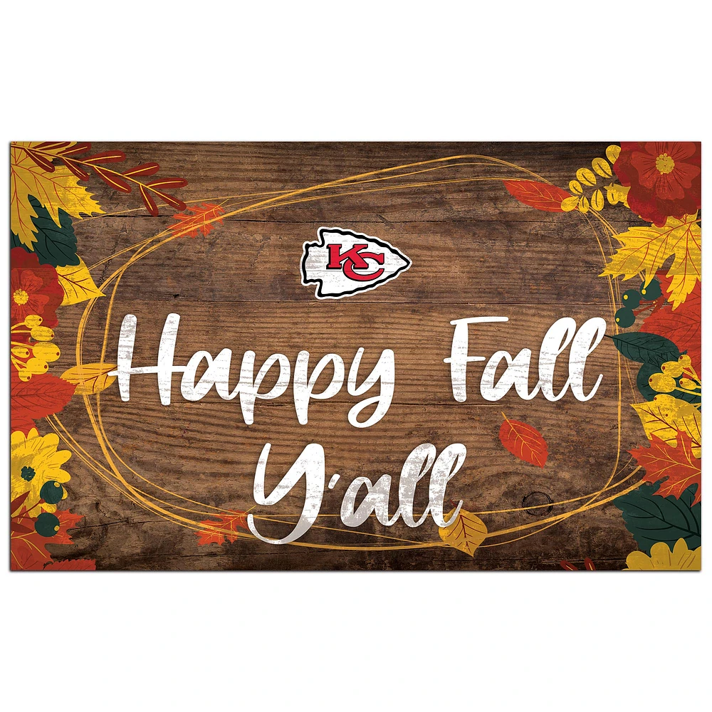 Kansas City Chiefs 11'' x 19'' Happy Fall Y'all Sign