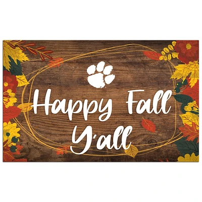 Clemson Tigers 11'' x 19'' Happy Fall Y'all Sign