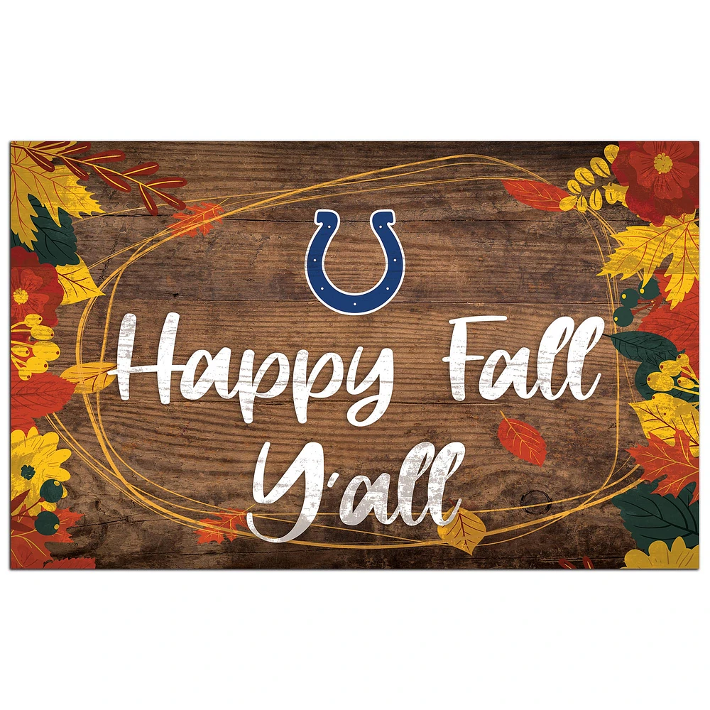 Indianapolis Colts 11'' x 19'' Happy Fall Y'all Sign