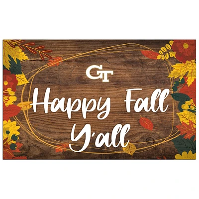 Georgia Tech Yellow Jackets 11'' x 19'' Happy Fall Y'all Sign