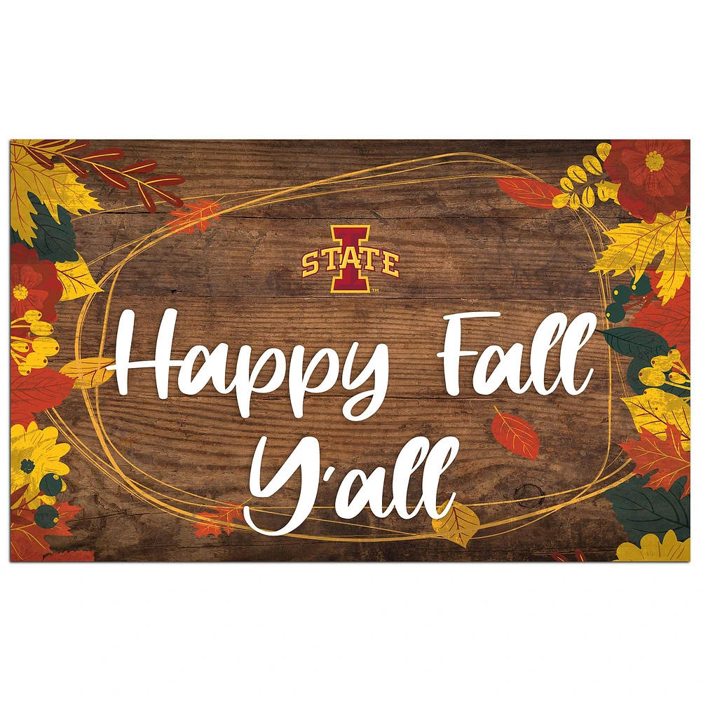 Iowa State Cyclones 11'' x 19'' Happy Fall Y'all Sign