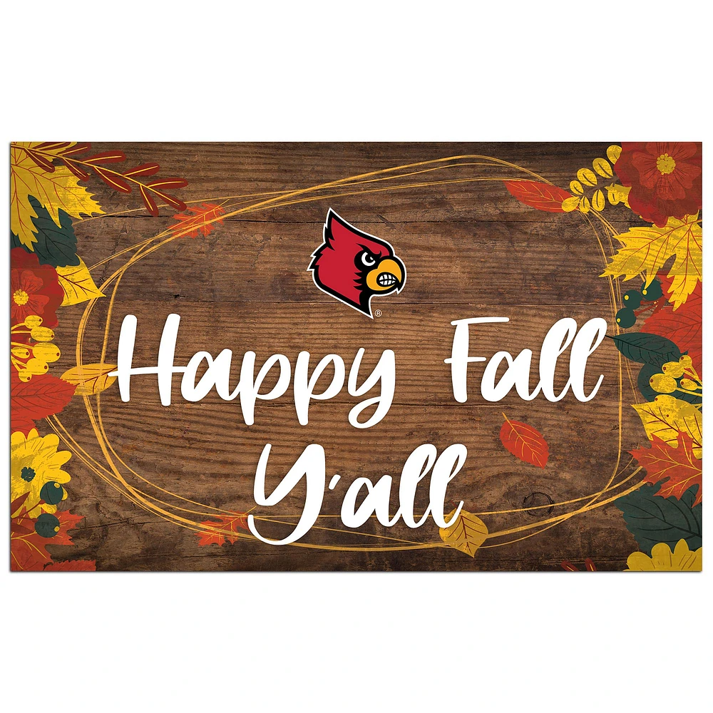 Louisville Cardinals 11'' x 19'' Happy Fall Y'all Sign