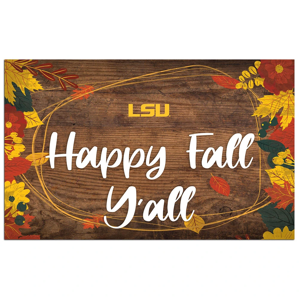 LSU Tigers 11'' x 19'' Happy Fall Y'all Sign