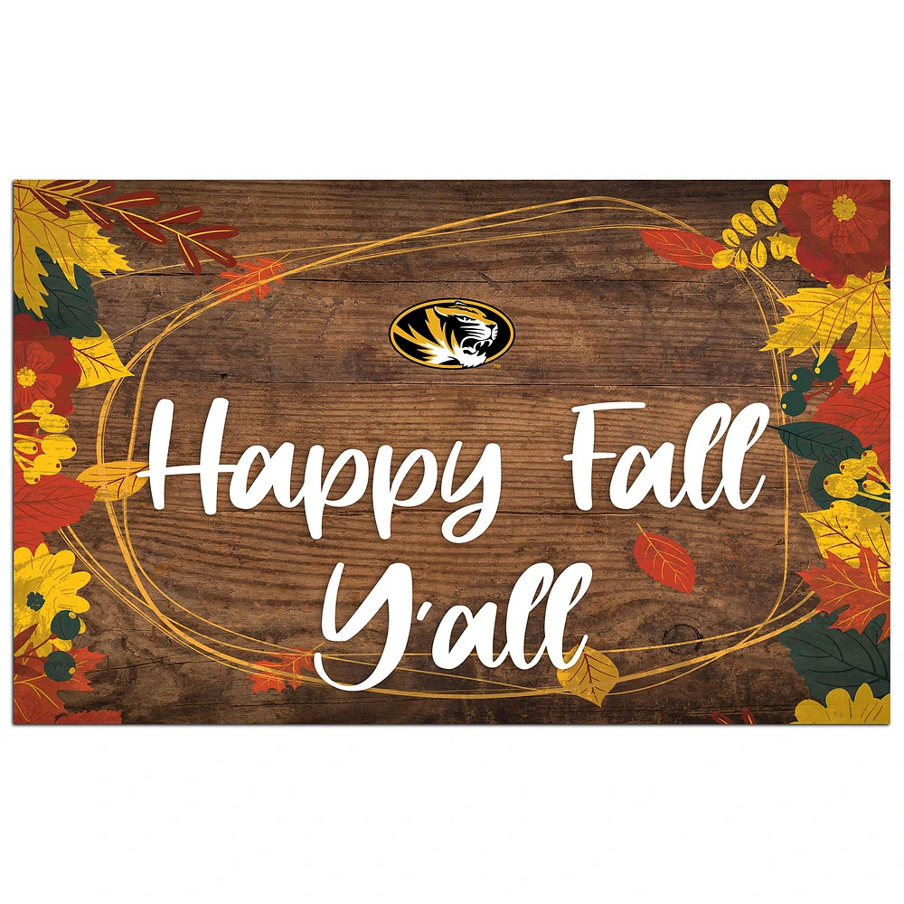 Missouri Tigers 11'' x 19'' Happy Fall Y'all Sign