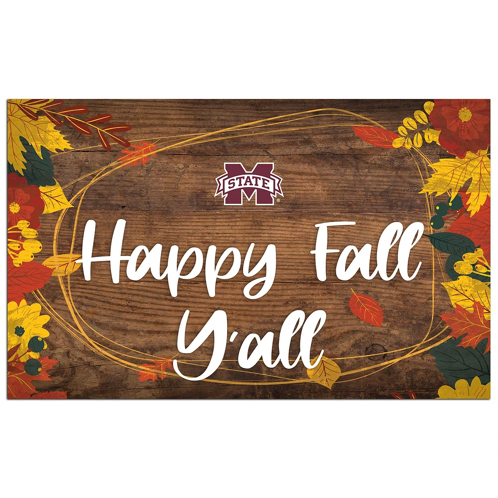 Mississippi State Bulldogs 11'' x 19'' Happy Fall Y'all Sign