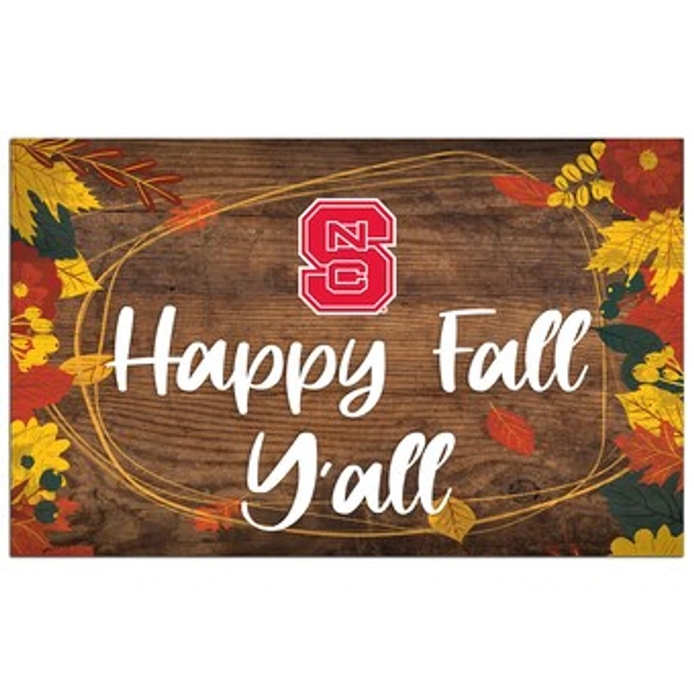 NC State Wolfpack 11'' x 19'' Happy Fall Y'all Sign