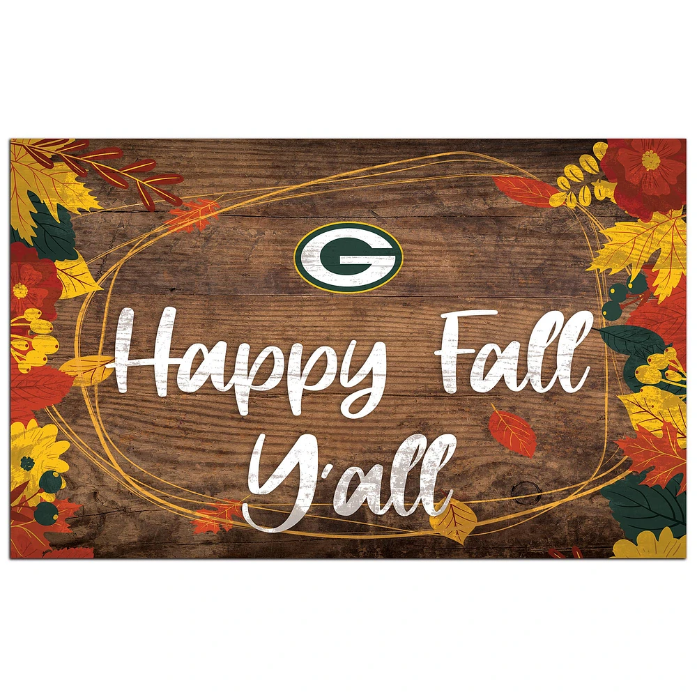 Green Bay Packers 11'' x 19'' Happy Fall Y'all Sign
