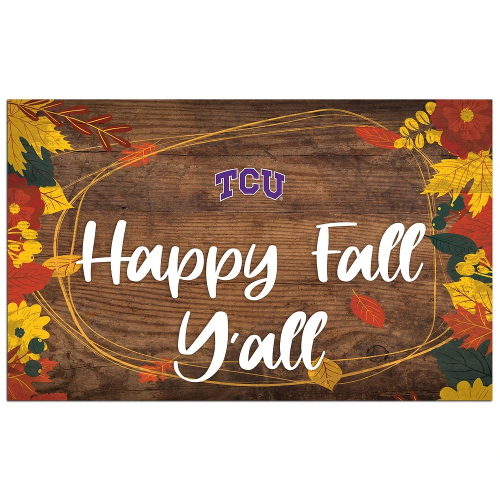 TCU Horned Frogs 11'' x 19'' Happy Fall Y'all Sign