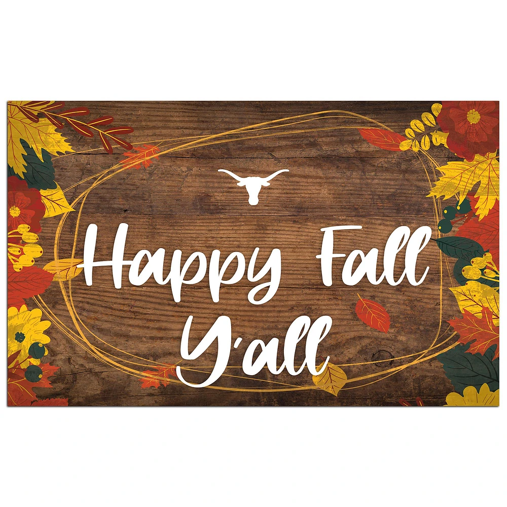 Texas Longhorns 11'' x 19'' Happy Fall Y'all Sign