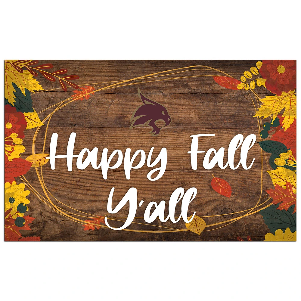 Texas State Bobcats 11'' x 19'' Happy Fall Y'all Sign