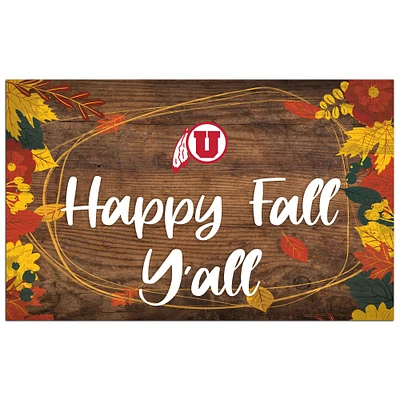 Utah Utes 11'' x 19'' Happy Fall Y'all Sign