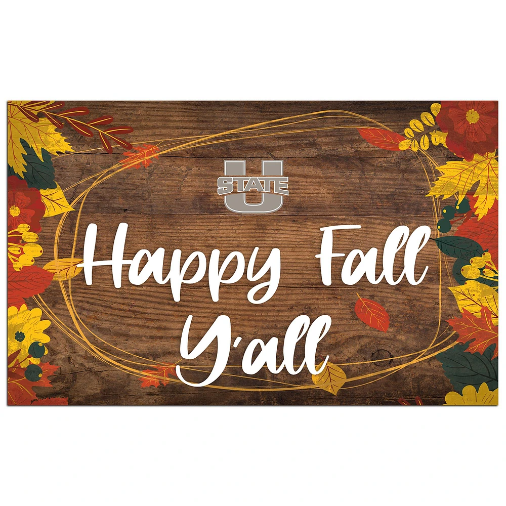 Utah State Aggies 11'' x 19'' Happy Fall Y'all Sign