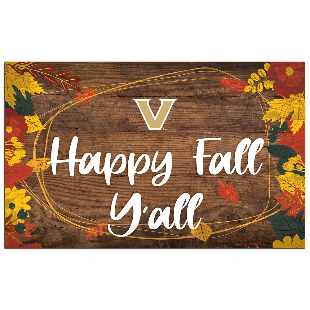 Vanderbilt Commodores 11'' x 19'' Happy Fall Y'all Sign
