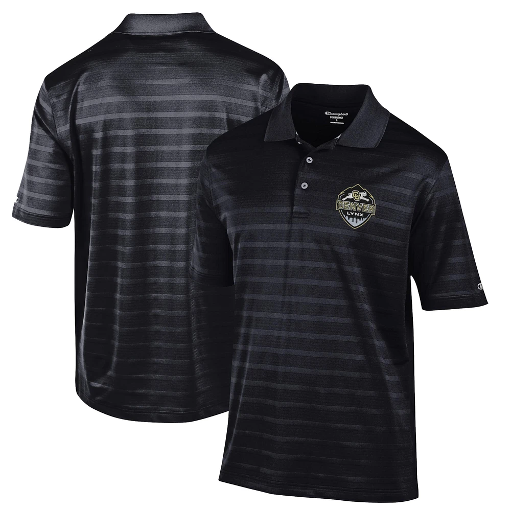 Men's Champion Black CU Denver Lynx Relaxed Fit Textured Solid Polo