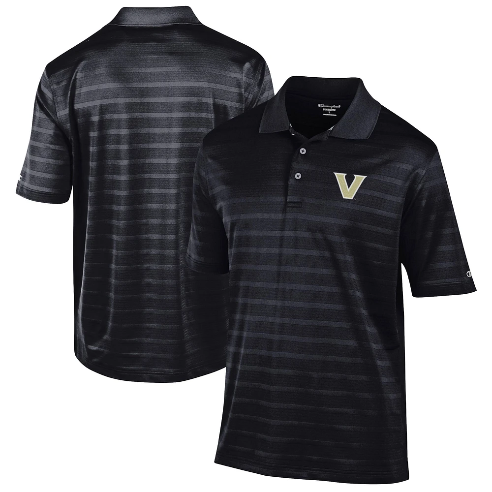 Men's Champion Black Vanderbilt Commodores Relaxed Fit Textured Solid Polo