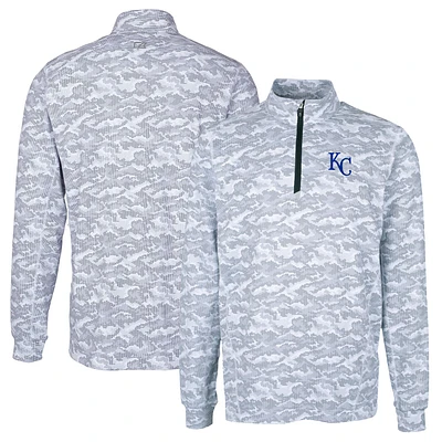Men's Cutter & Buck Charcoal Kansas City Royals Big Tall Traverse Camo Print Stretch Quarter-Zip Pullover Top