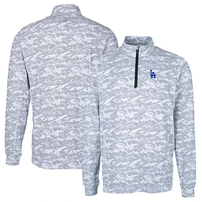 Men's Cutter & Buck Charcoal Los Angeles Dodgers Big Tall Traverse Camo Print Stretch Quarter-Zip Pullover Top