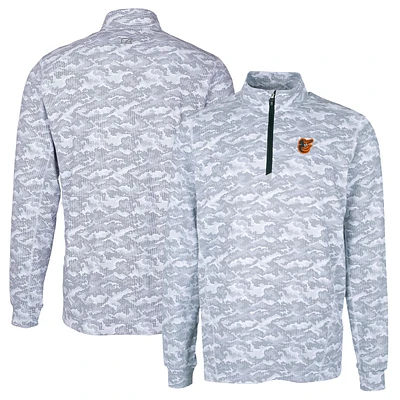 Men's Cutter & Buck Charcoal Baltimore Orioles Big Tall Traverse Camo Print Stretch Quarter-Zip Pullover Top