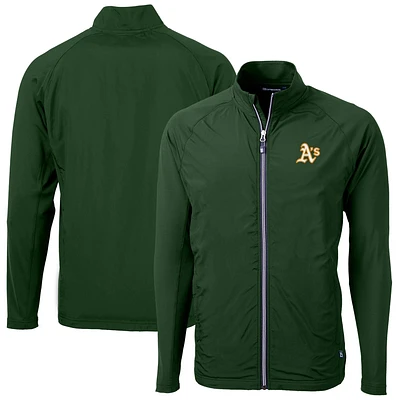 Men's Cutter & Buck Green Athletics Adapt Eco Knit Hybrid Recycled Full-Zip Jacket