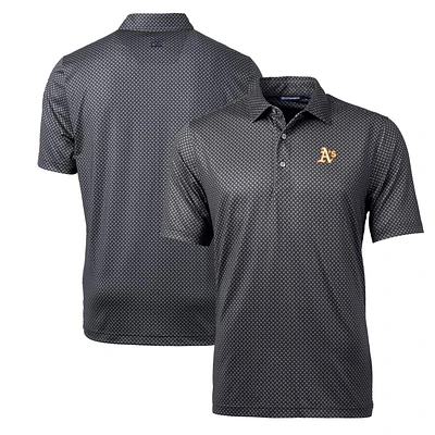 Men's Cutter & Buck Black Athletics Pike Banner Print Polo