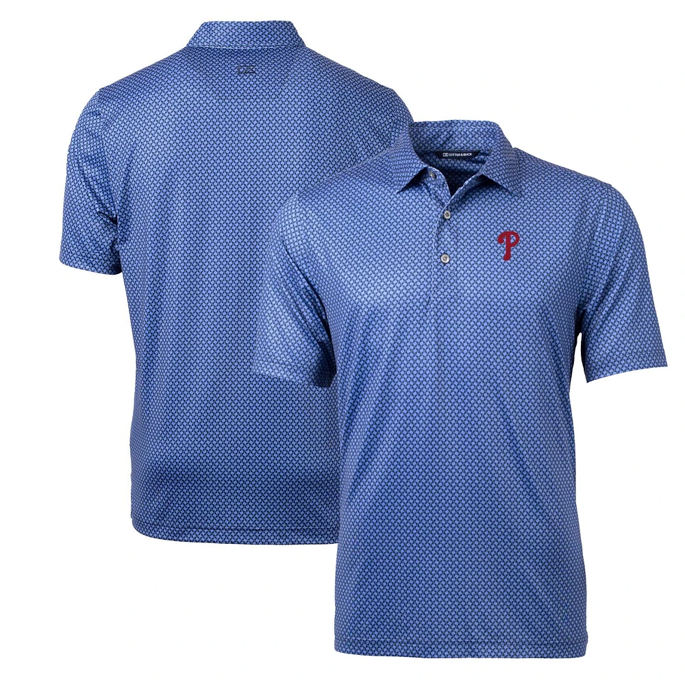 Men's Cutter & Buck Navy Philadelphia Phillies Pike Banner Print Polo