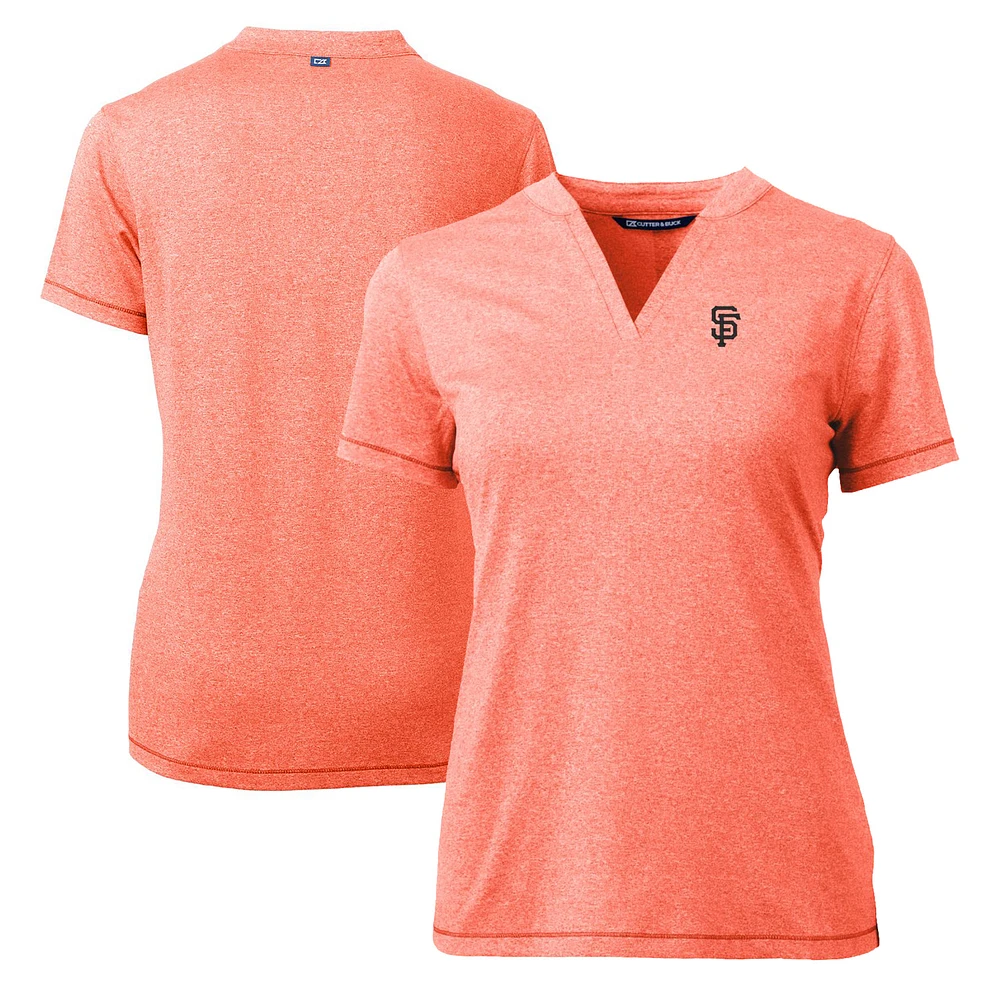 Women's Cutter & Buck Heather San Francisco Giants DryTec Forge Stretch V-Neck Blade Top