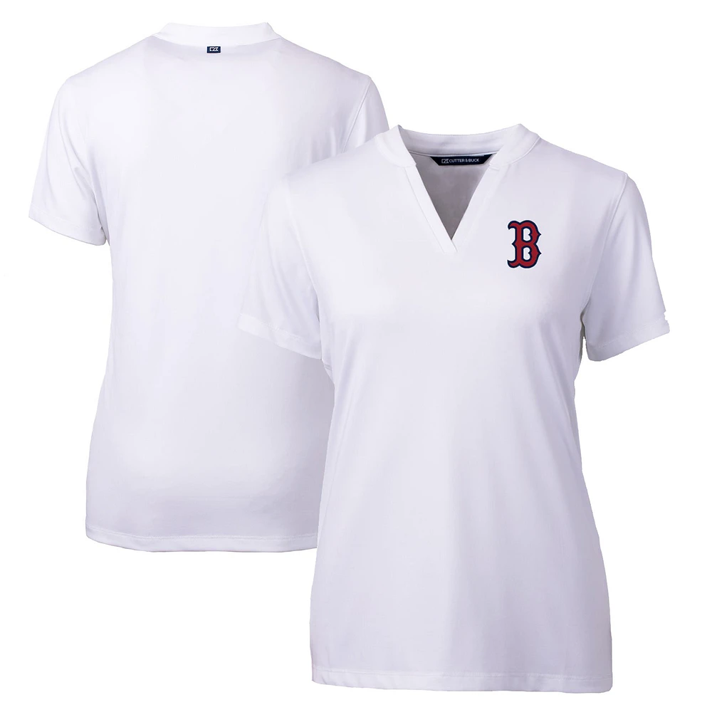 Women's Cutter & Buck White Boston Red Sox DryTec Forge Stretch V-Neck Blade Top