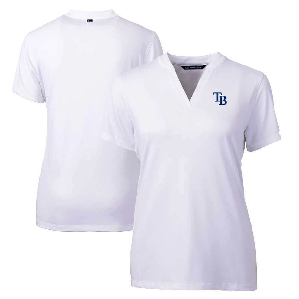 Women's Cutter & Buck White Tampa Bay Rays DryTec Forge Stretch V-Neck Blade Top