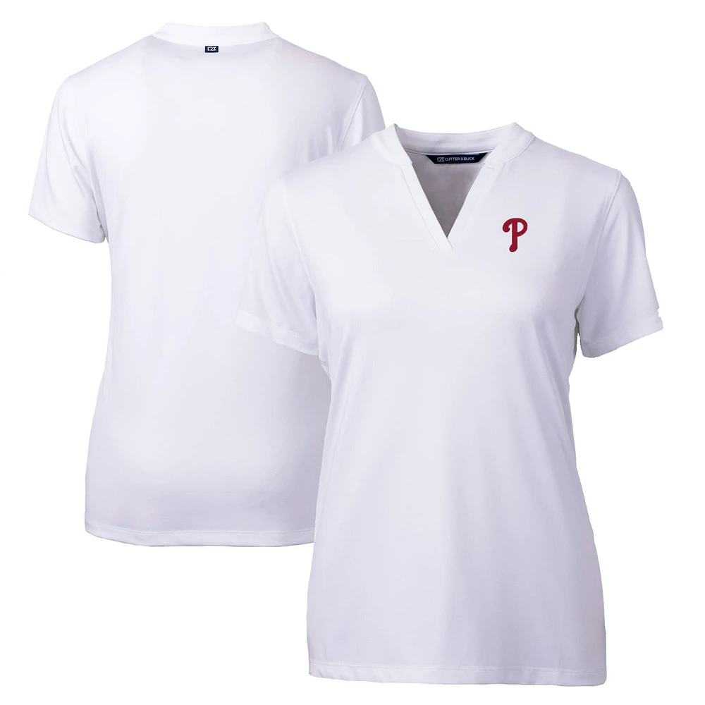 Women's Cutter & Buck White Philadelphia Phillies DryTec Forge Stretch V-Neck Blade Top