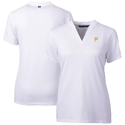 Women's Cutter & Buck White Pittsburgh Pirates DryTec Forge Stretch V-Neck Blade Top