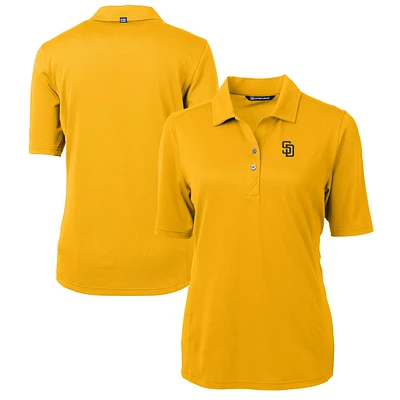 Women's Cutter & Buck Gold San Diego Padres Virtue Eco Pique Recycled Polo