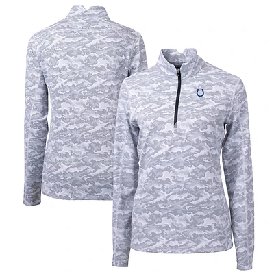 Women's Cutter & Buck Charcoal Indianapolis Colts Traverse Camo Print Stretch Quarter-Zip Pullover Top