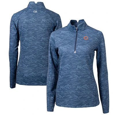 Women's Cutter & Buck Navy Chicago Bears Traverse Camo Print Stretch Quarter-Zip Pullover Top